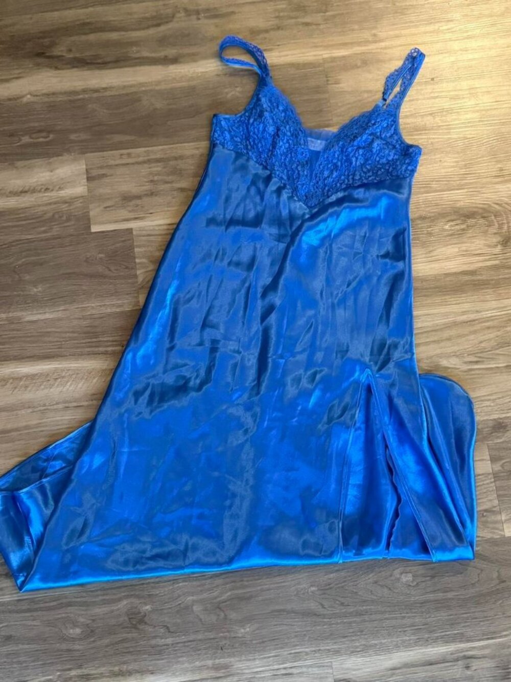 Vintage Victoria's Secret Gold label blue maxi slip dress
